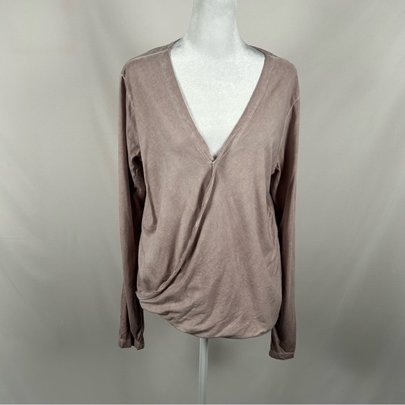 Anthropologie Tops - Porridge Anthropologie Taupe V Neck Long Sleeve Blouse Size XL